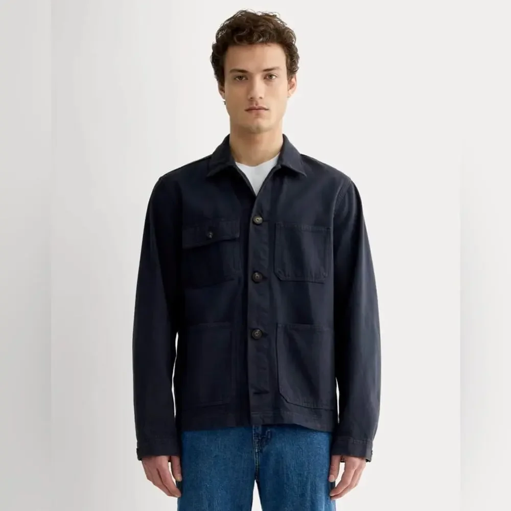 Everlane Men’s Denim Utility Jacket Navy Organic Cotton Workwear Small NWOT